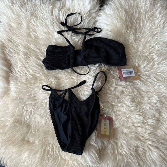 NWT OH POLLY Neena Swim Ribbed Bandeau Bikini - Picture 1 of 5